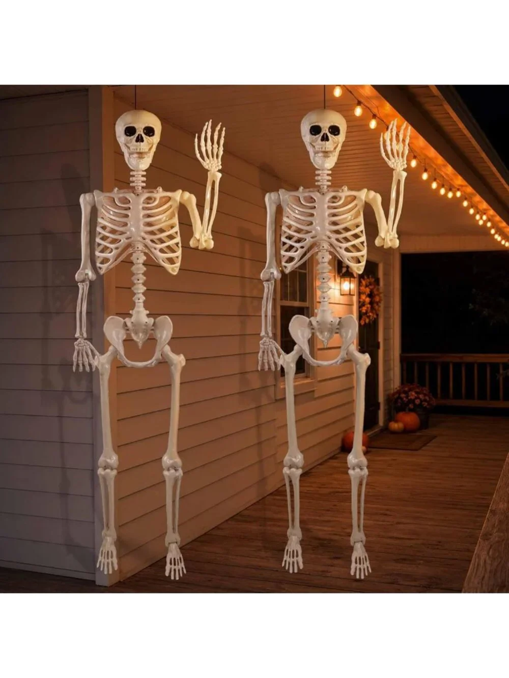 2 Pack 5.4ft Life Size Halloween Skeletons - Realistic Posable Outdoor Decor